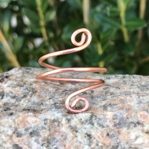 Pure copper wire swirl ring for women handmade